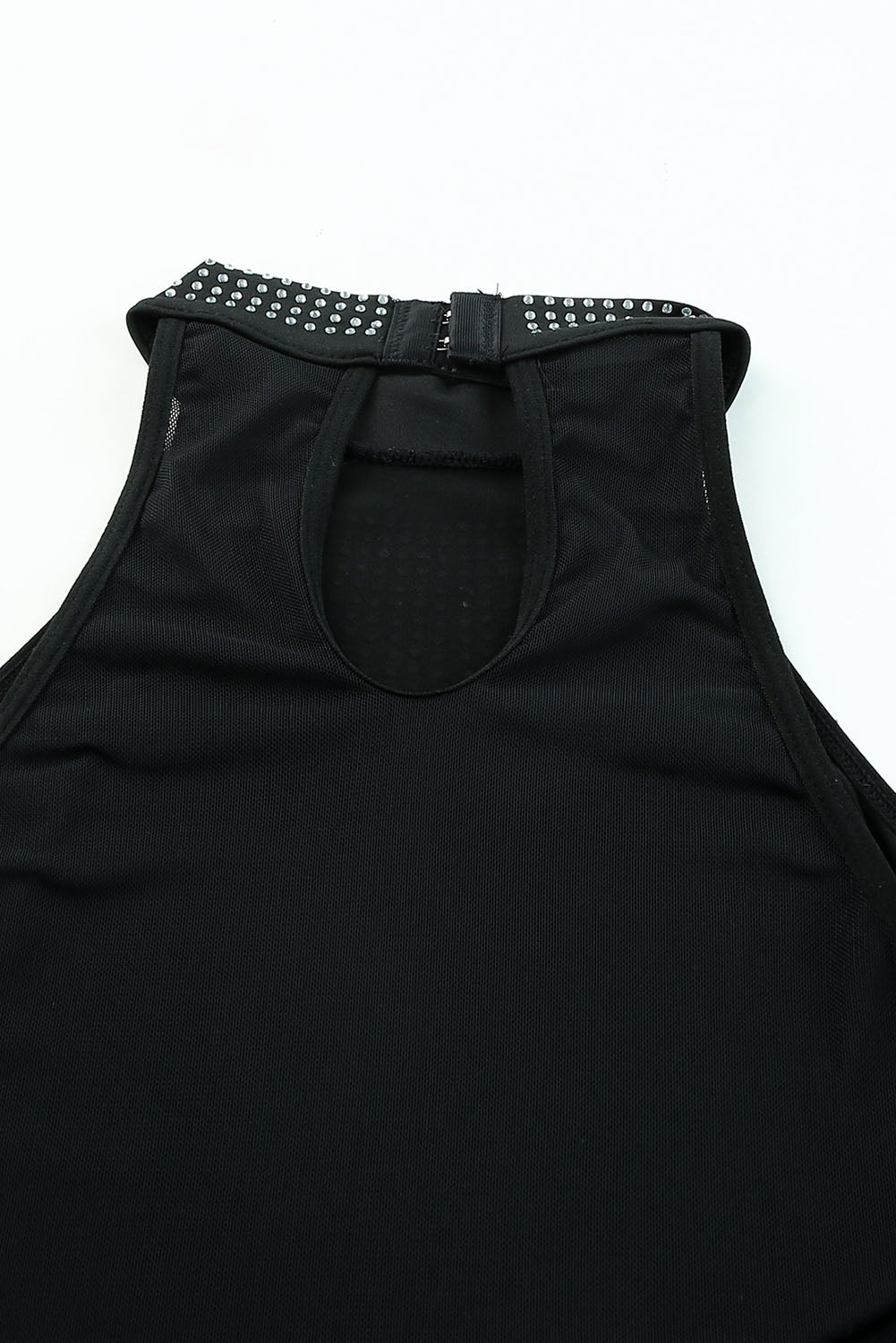 Black Rhinestone Sleeveless Halter Neck Bodysuit