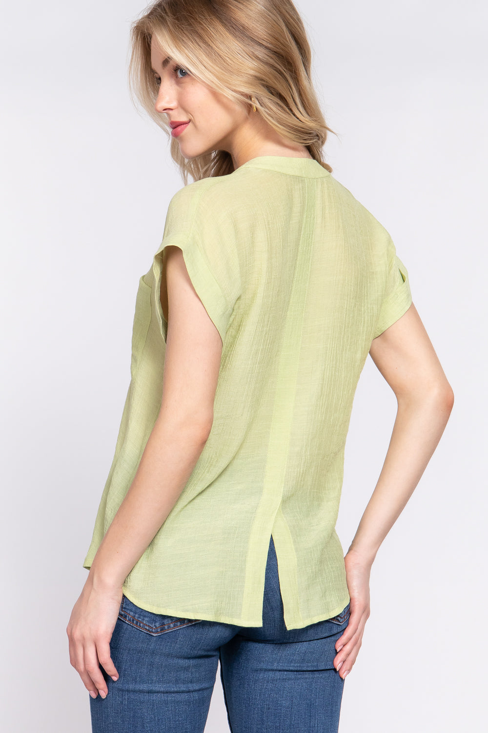 Dolman Slv Button Down Woven Top